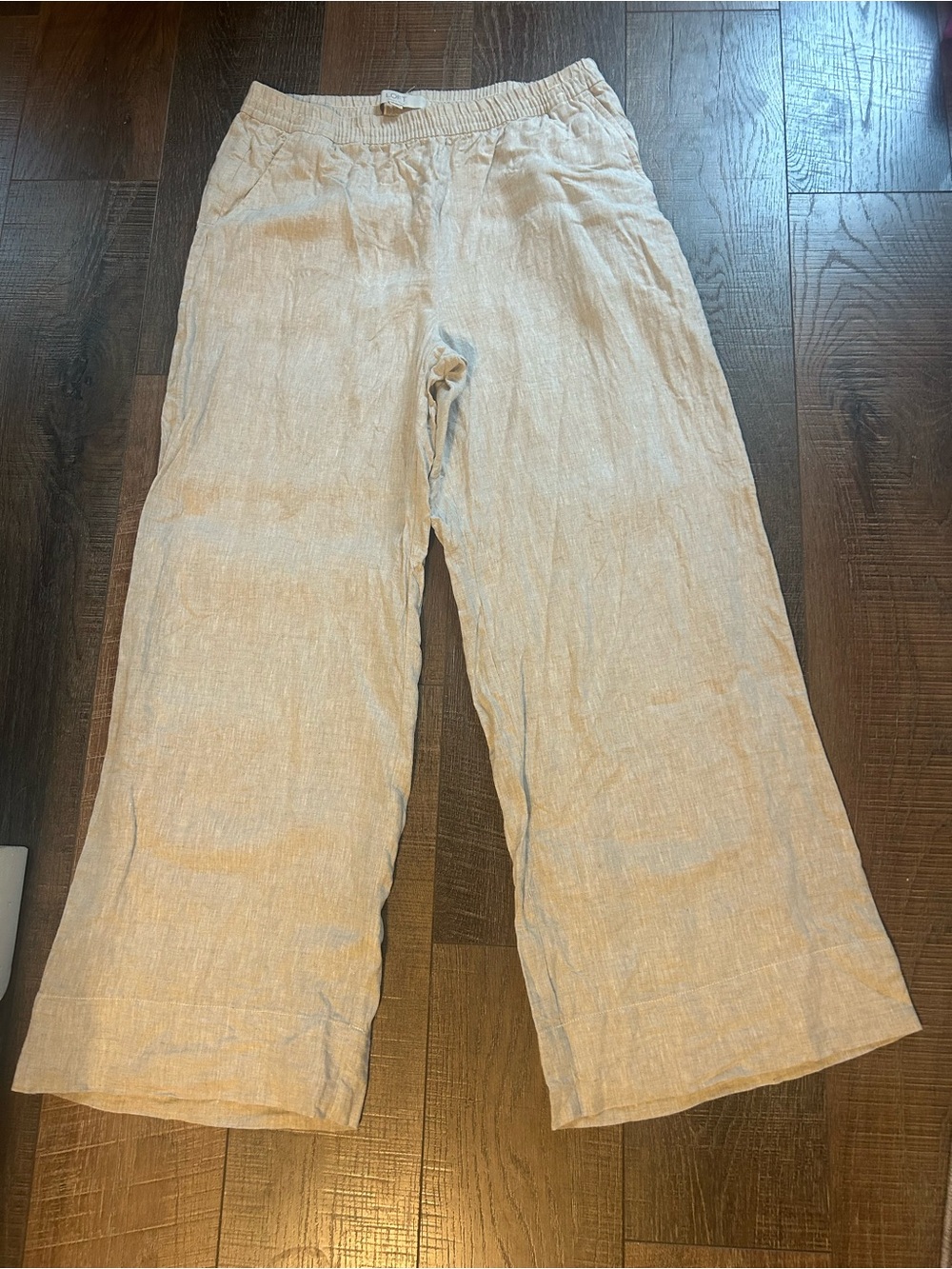 LOFT women’s Cream 100% Linen Wide-Leg Pants